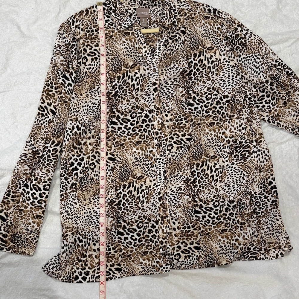 Chico's Leopard Print Button Down Shirt - Black, Brown, White, Chico’s size 3 - Picture 6 of 10